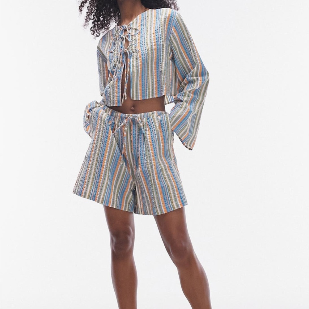 Topshop Striped Drawstring Women's Shorts
